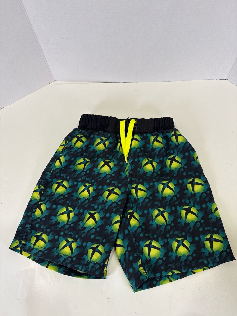 Boys XBOX Swim Shorts Trunks Size Small S 6/7 Gaming Black Green Kids drawstring